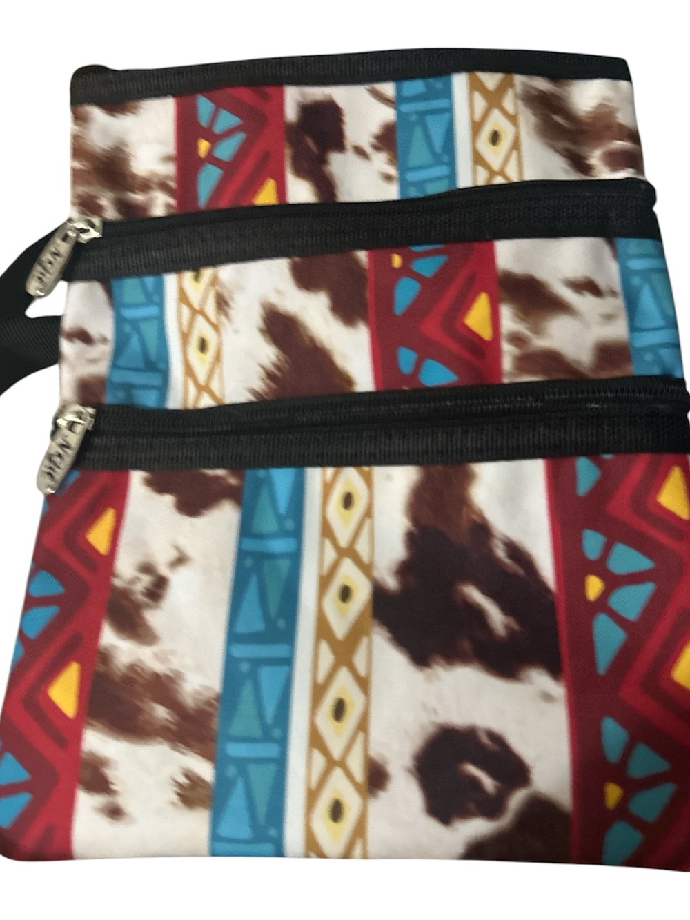 NWOT NGIL Multi-Color Patterned Crossbody Bag western 3 pockets adj strap